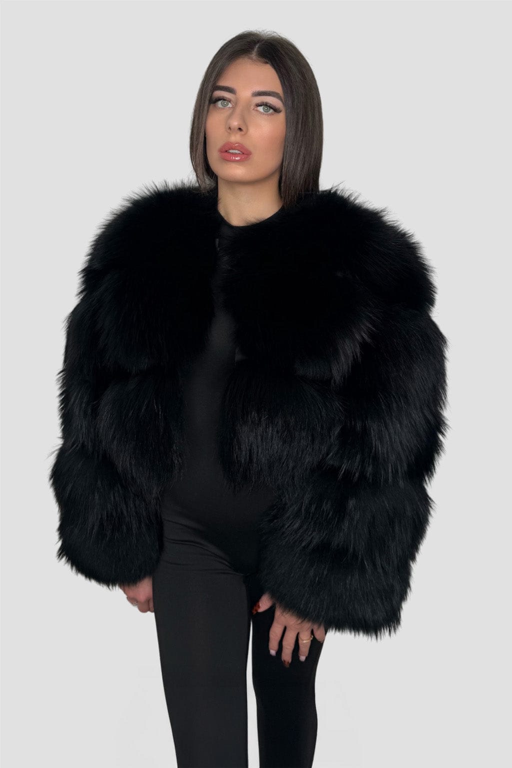 Manteau fourrure femme noir Héritage fourrure