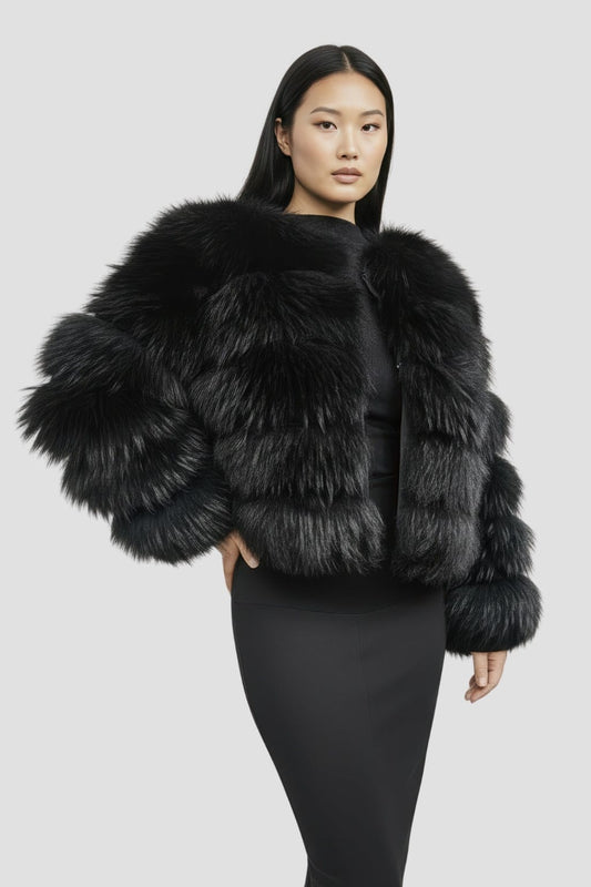 Manteau fourrure femme noir Héritage fourrure