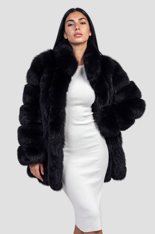 Manteau fourrure femme noir