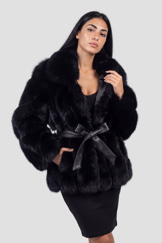 Manteau fourrure femme noir