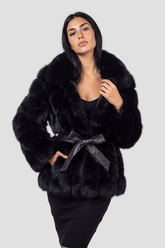 Manteau fourrure femme noir