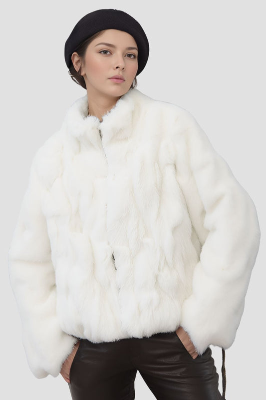 Manteau fourrure femme poil court blanc Héritage fourrure