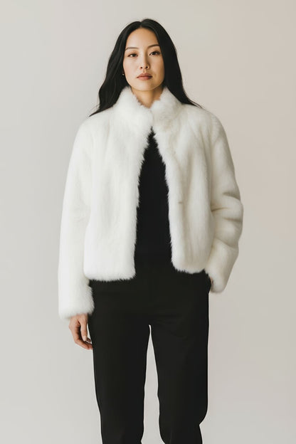 Manteau fourrure femme poil court blanc Héritage fourrure