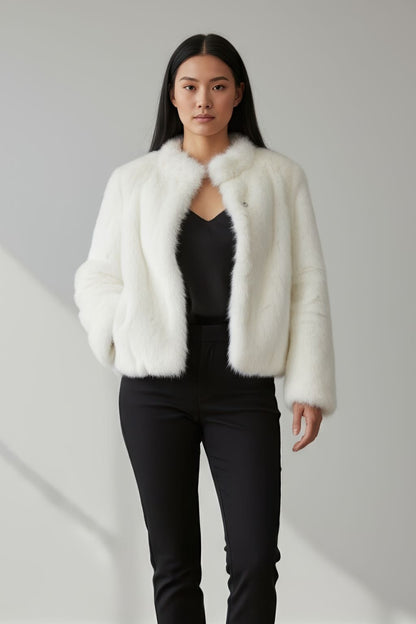 Manteau fourrure femme poil court blanc Héritage fourrure