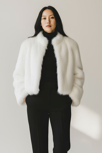 Manteau fourrure femme poil court blanc Héritage fourrure