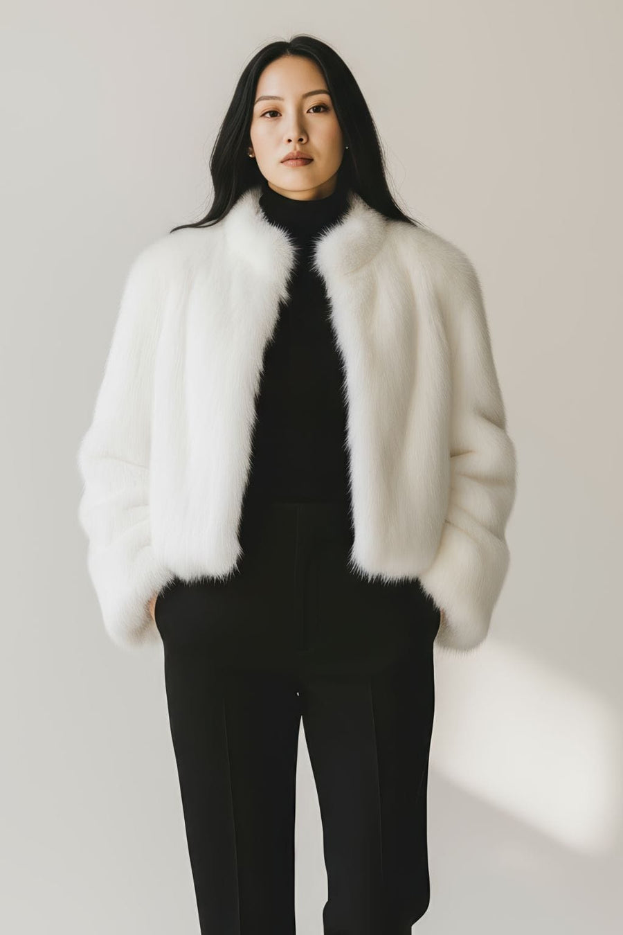 Manteau fourrure femme poil court blanc Héritage fourrure