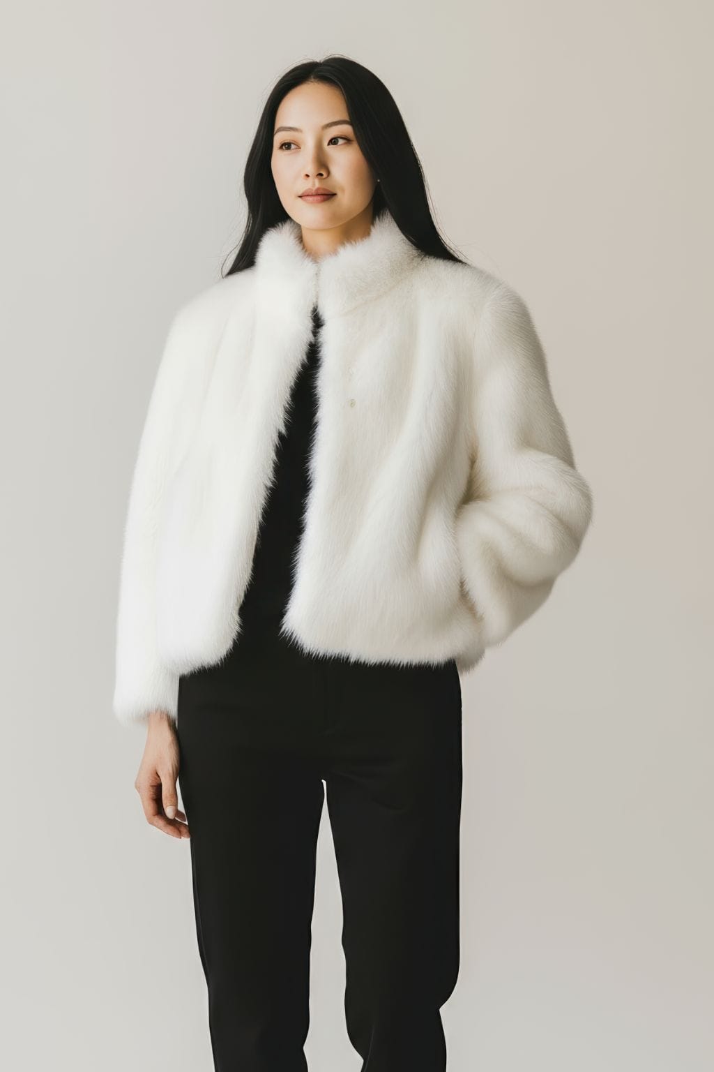 Manteau fourrure femme poil court blanc Héritage fourrure