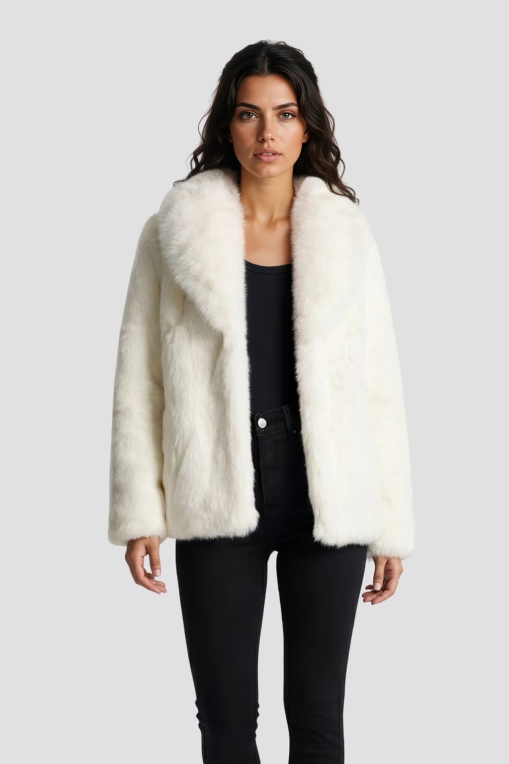 Manteau fourrure femme poil court blanc Héritage fourrure