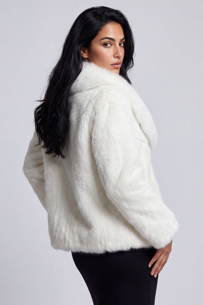 Manteau fourrure femme poil court blanc Héritage fourrure