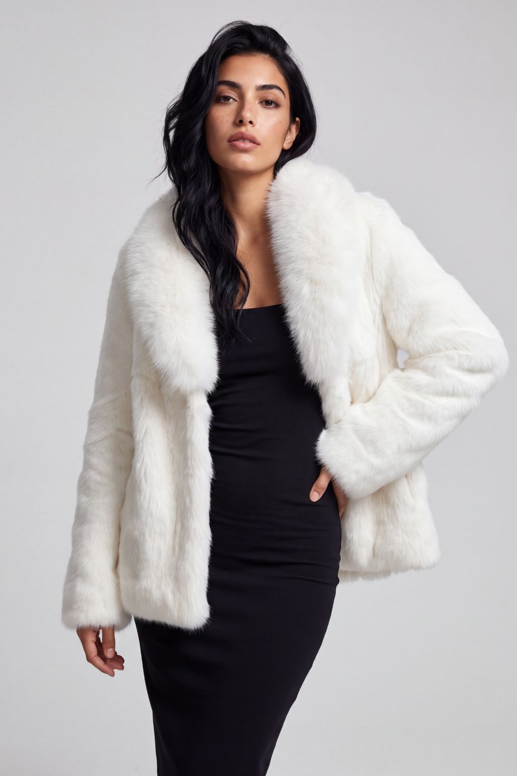 Manteau fourrure femme poil court blanc Héritage fourrure