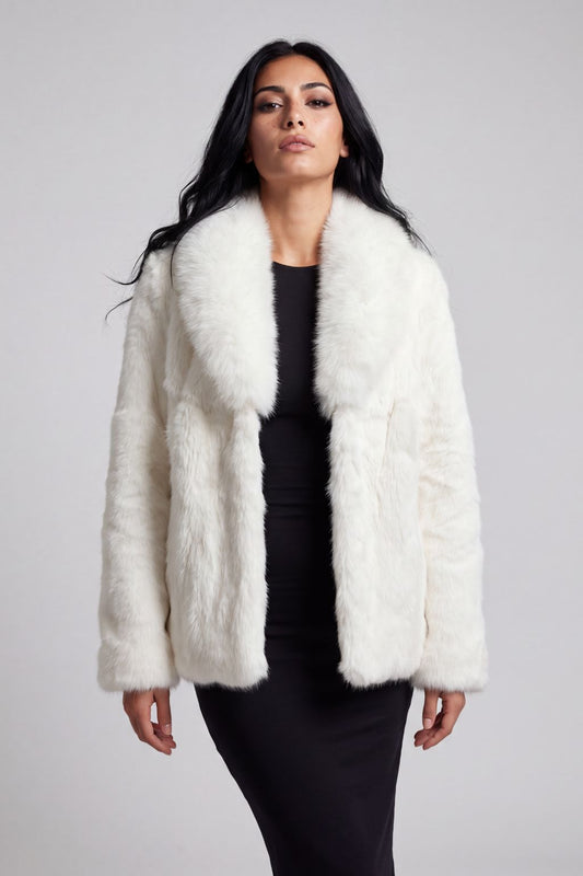 Manteau fourrure femme poil court blanc Héritage fourrure
