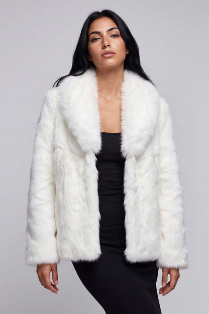 Manteau fourrure femme poil court blanc Héritage fourrure
