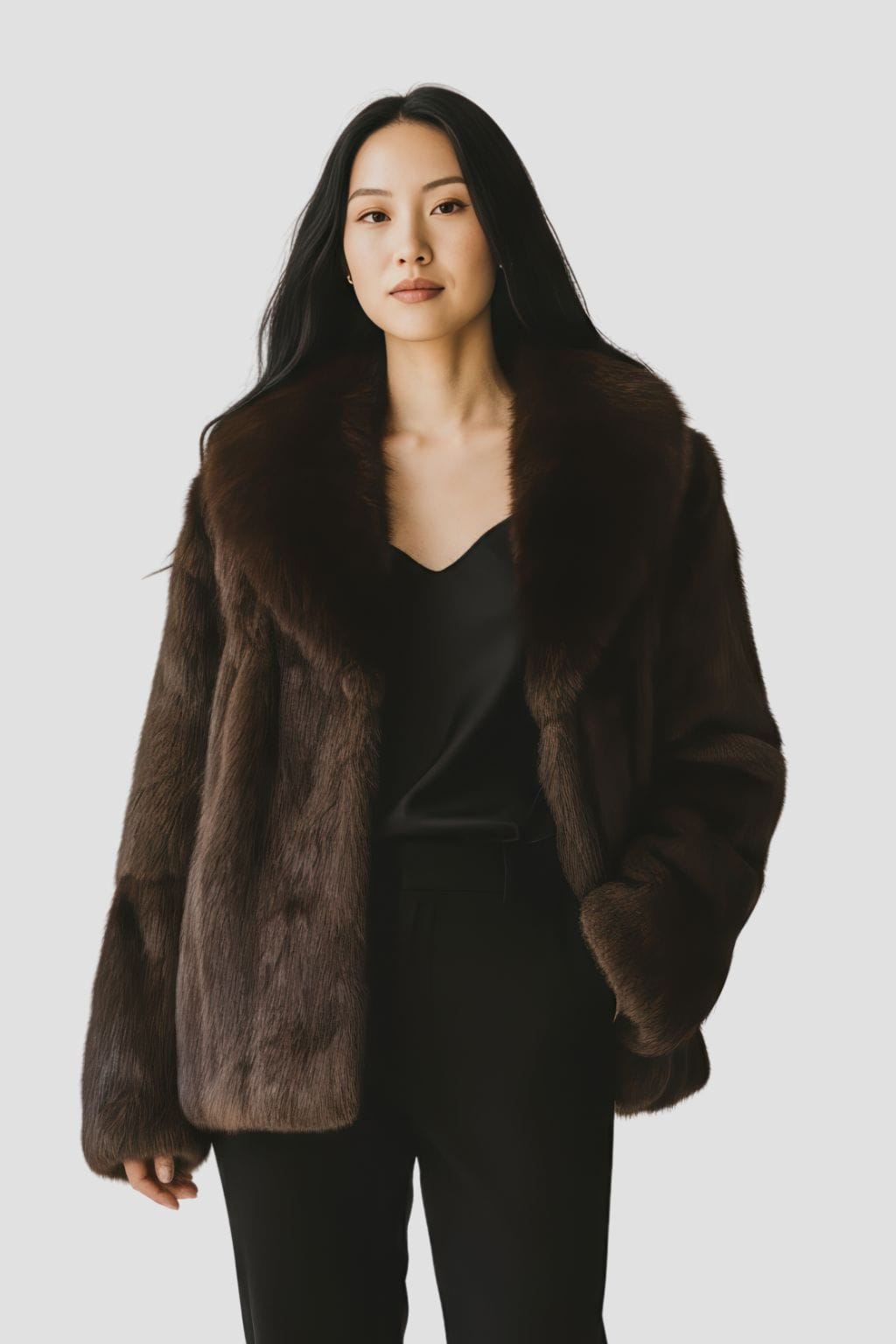 Manteau fourrure femme poil court brun Héritage fourrure