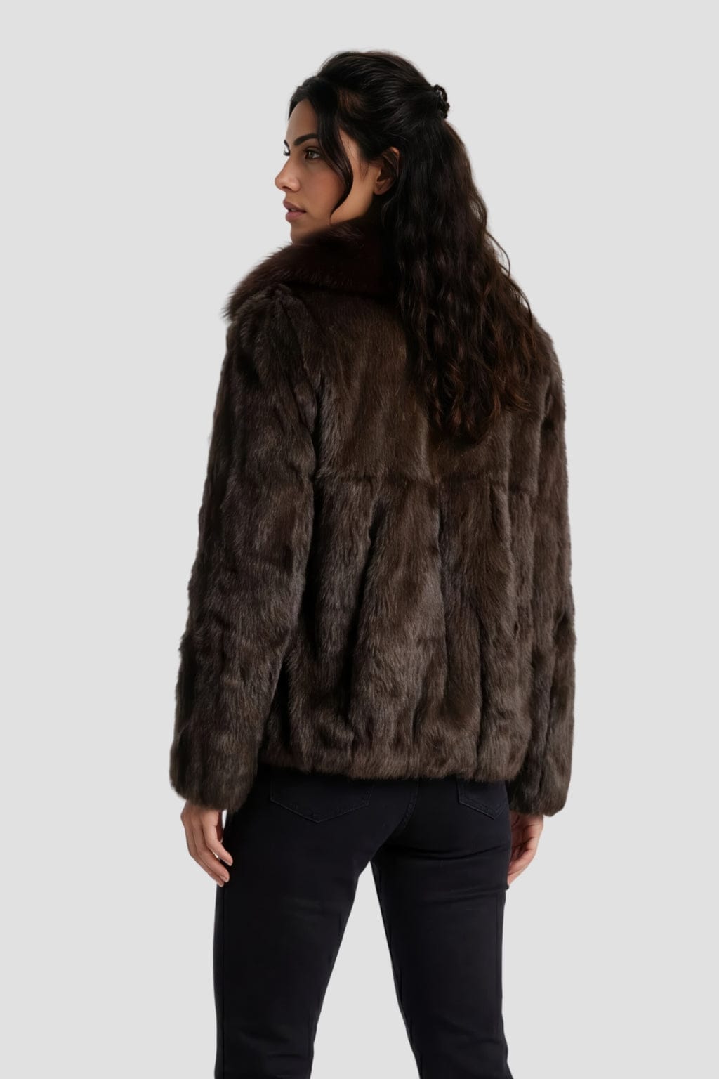 Manteau fourrure femme poil court brun Héritage fourrure