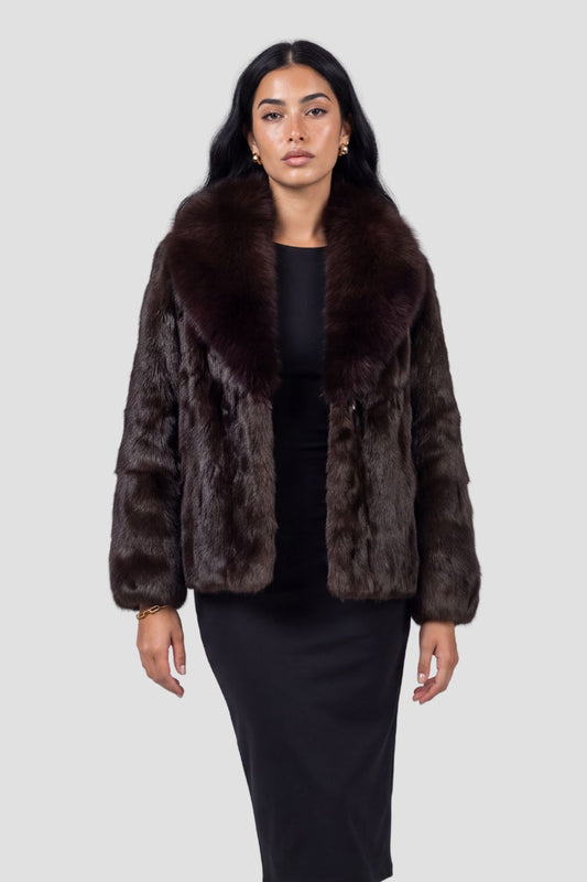 Manteau fourrure femme poil court brun Héritage fourrure