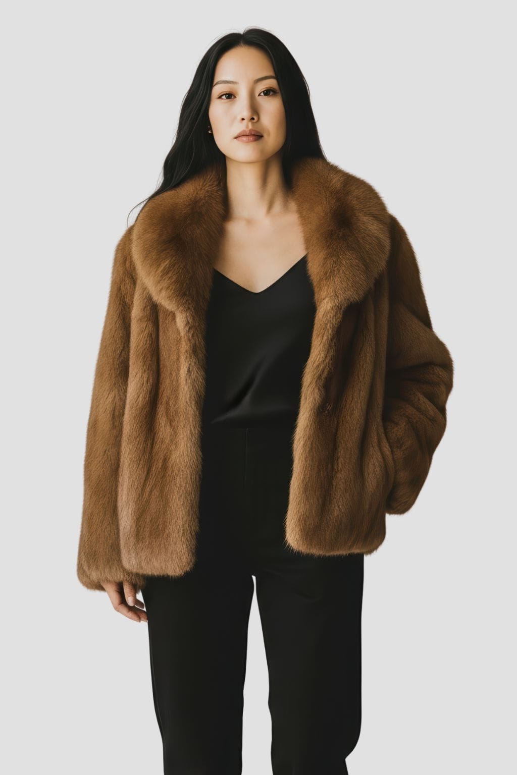 Manteau fourrure femme poil court marron Héritage fourrure