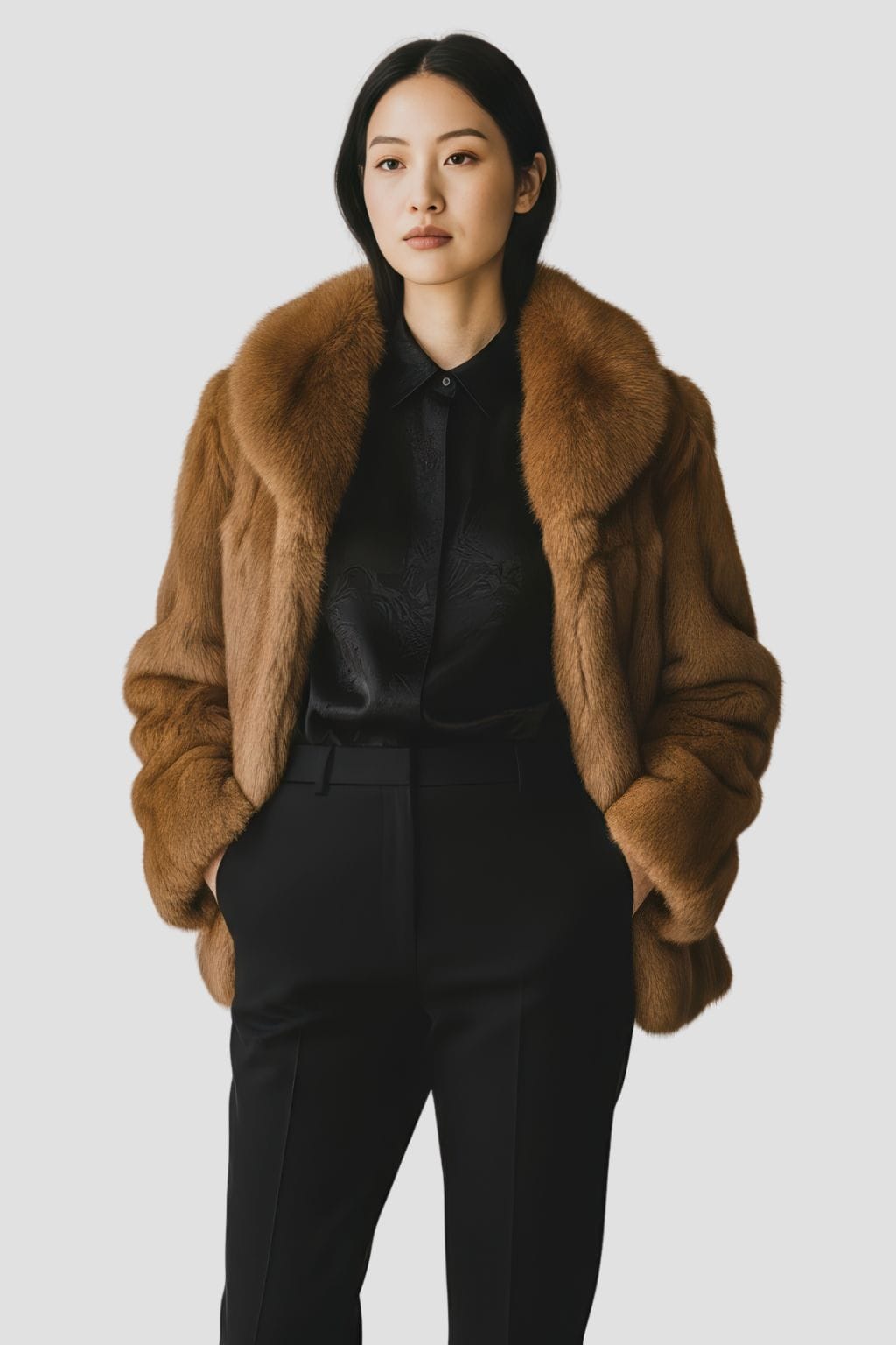 Manteau fourrure femme poil court marron Héritage fourrure