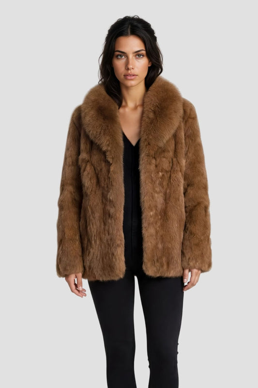 Manteau fourrure femme poil court marron Héritage fourrure