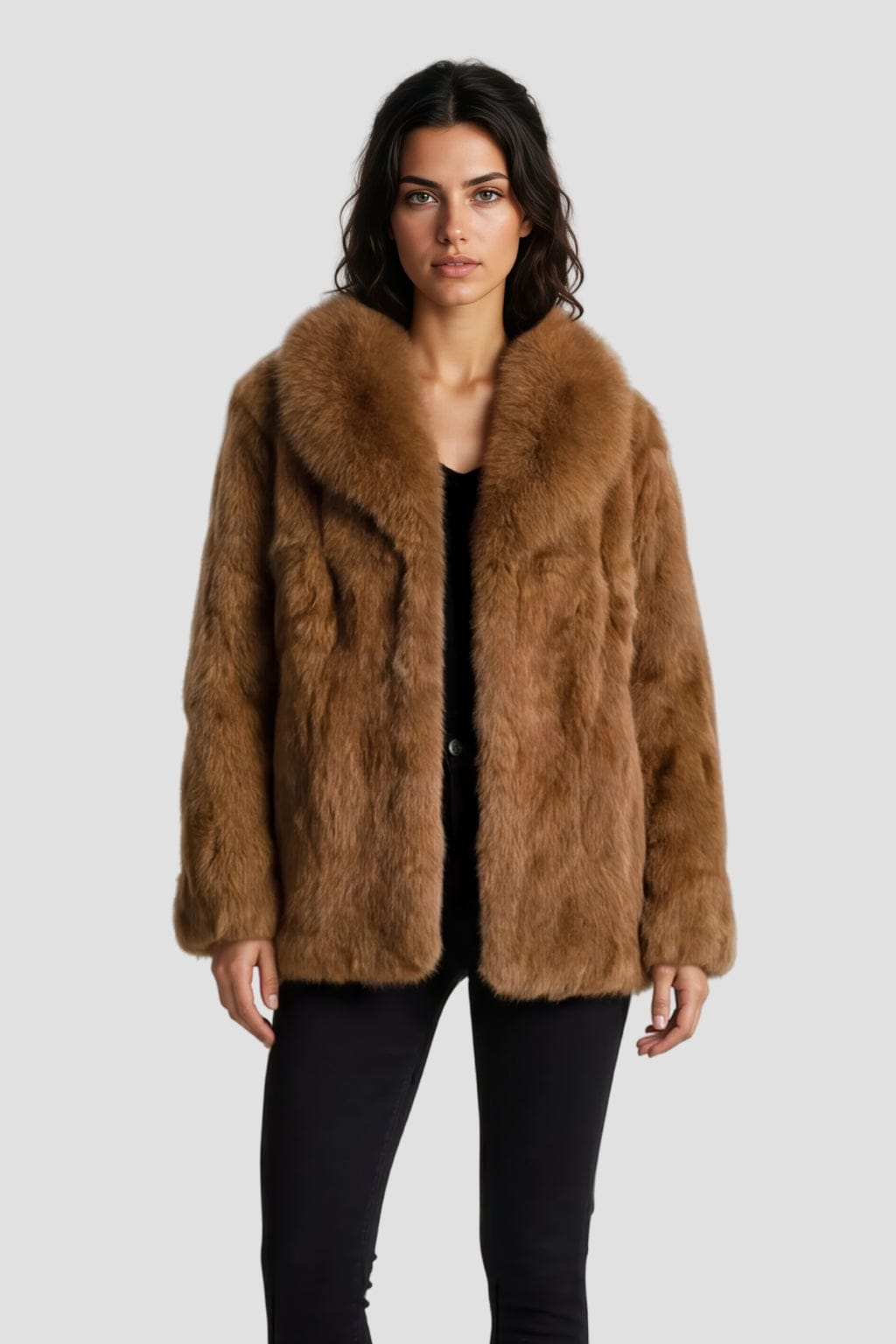 Manteau fourrure femme poil court marron Héritage fourrure