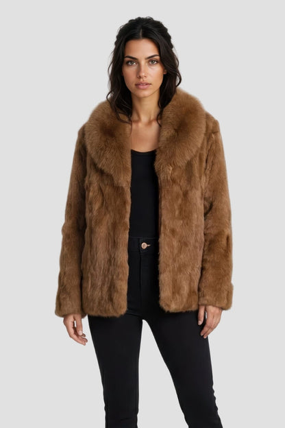 Manteau fourrure femme poil court marron Héritage fourrure