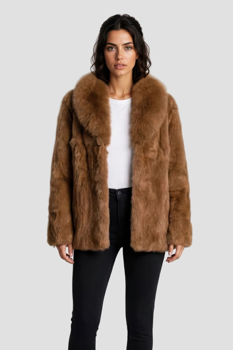 Manteau fourrure femme poil court marron Héritage fourrure