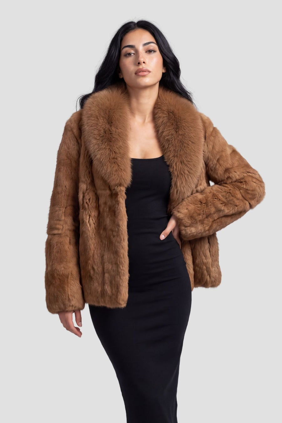 Manteau fourrure femme poil court marron Héritage fourrure