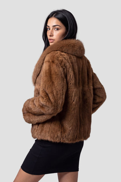 Manteau fourrure femme poil court marron Héritage fourrure