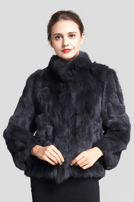 Manteau fourrure femme poil court noir Héritage fourrure