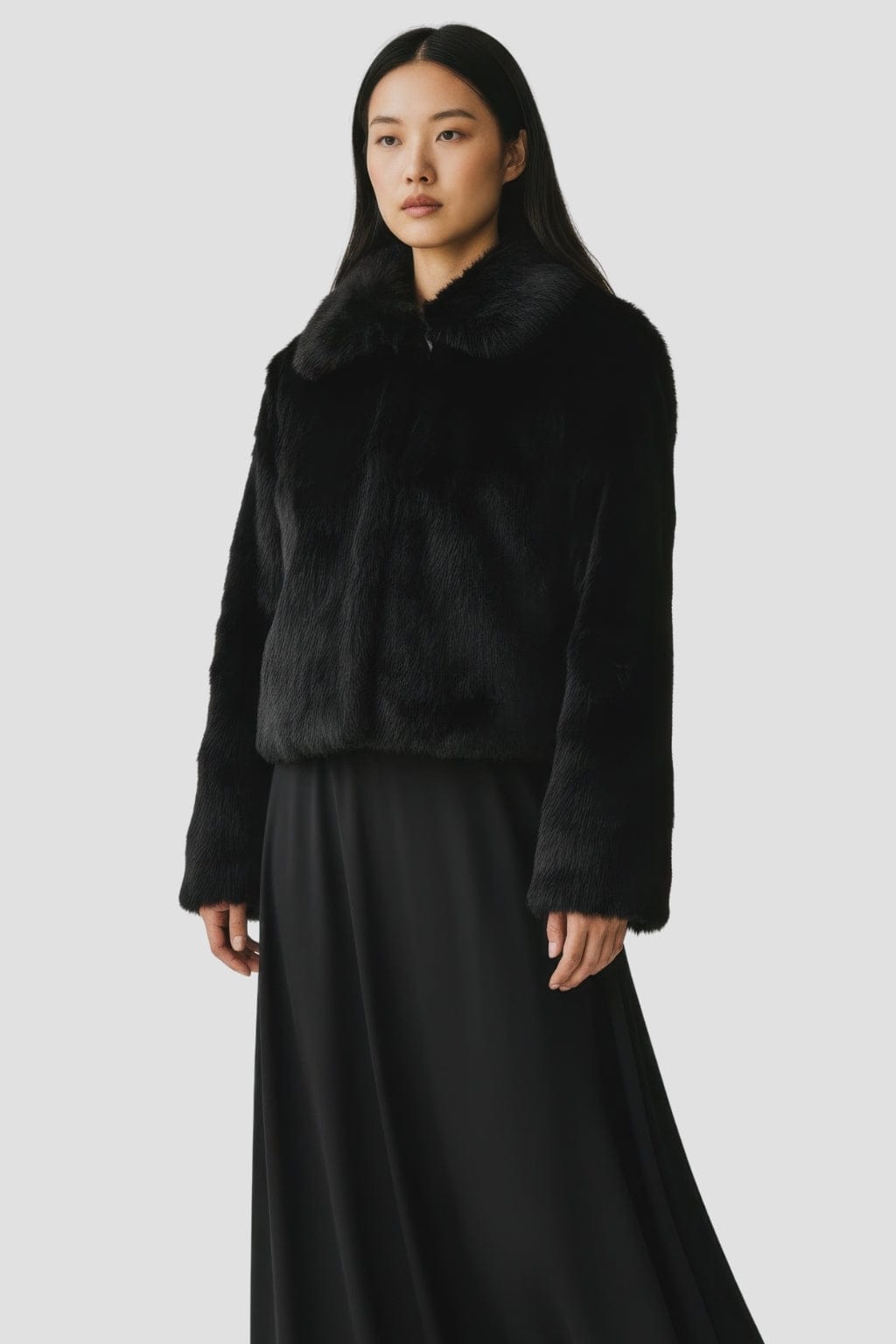 Manteau fourrure femme poil court noir Héritage fourrure