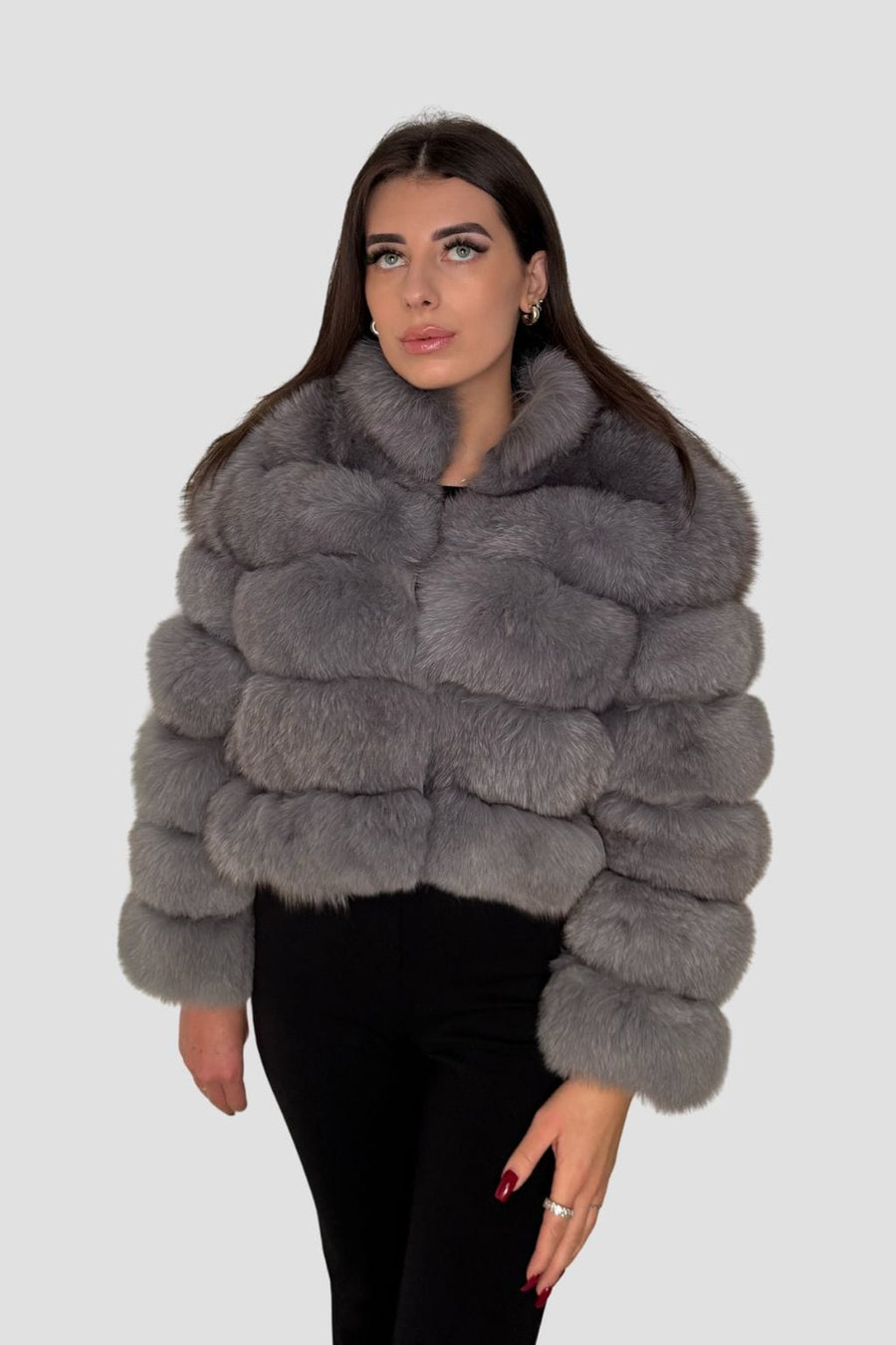 Manteau fourrure femme renard gris Héritage fourrure