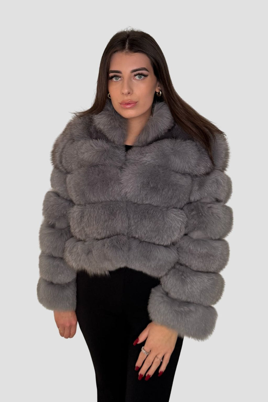 Manteau fourrure femme renard gris Héritage fourrure