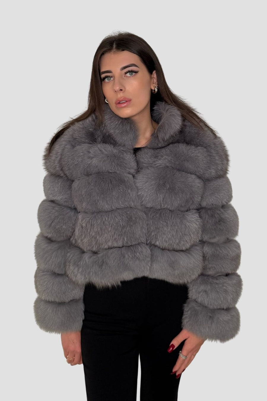 Manteau fourrure femme renard gris Héritage fourrure