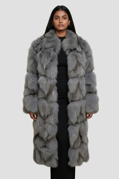 Manteau fourrure femme renard gris Héritage fourrure