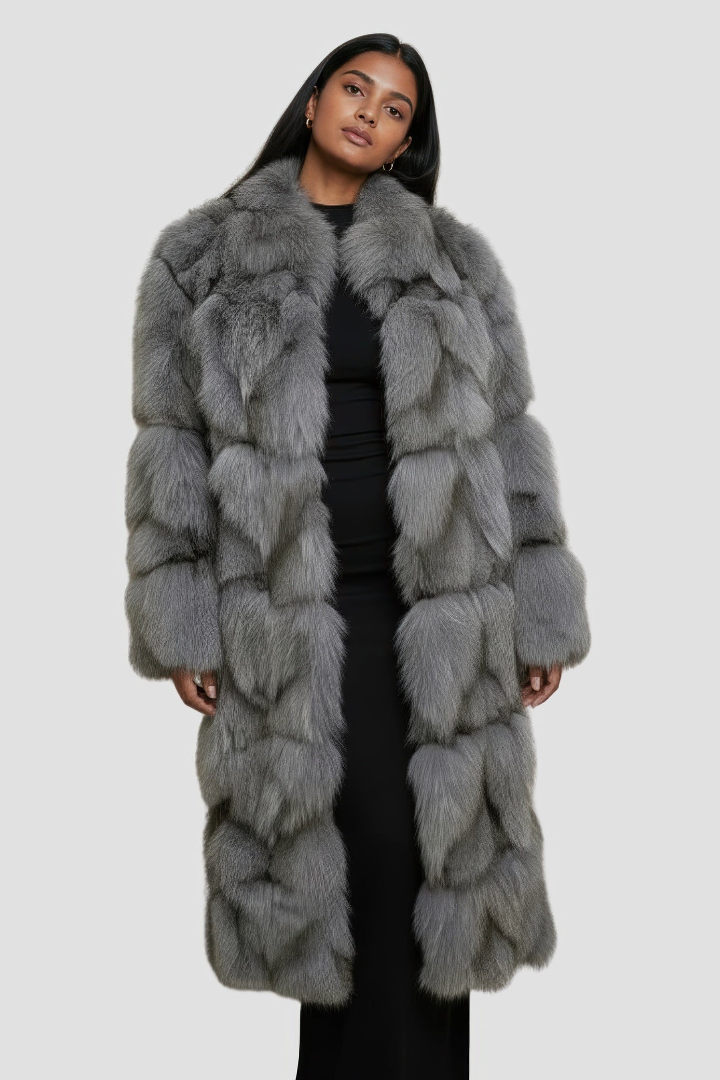 Manteau fourrure femme renard gris Héritage fourrure