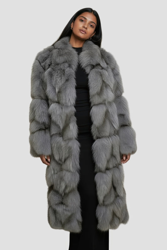 Manteau fourrure femme renard gris Héritage fourrure