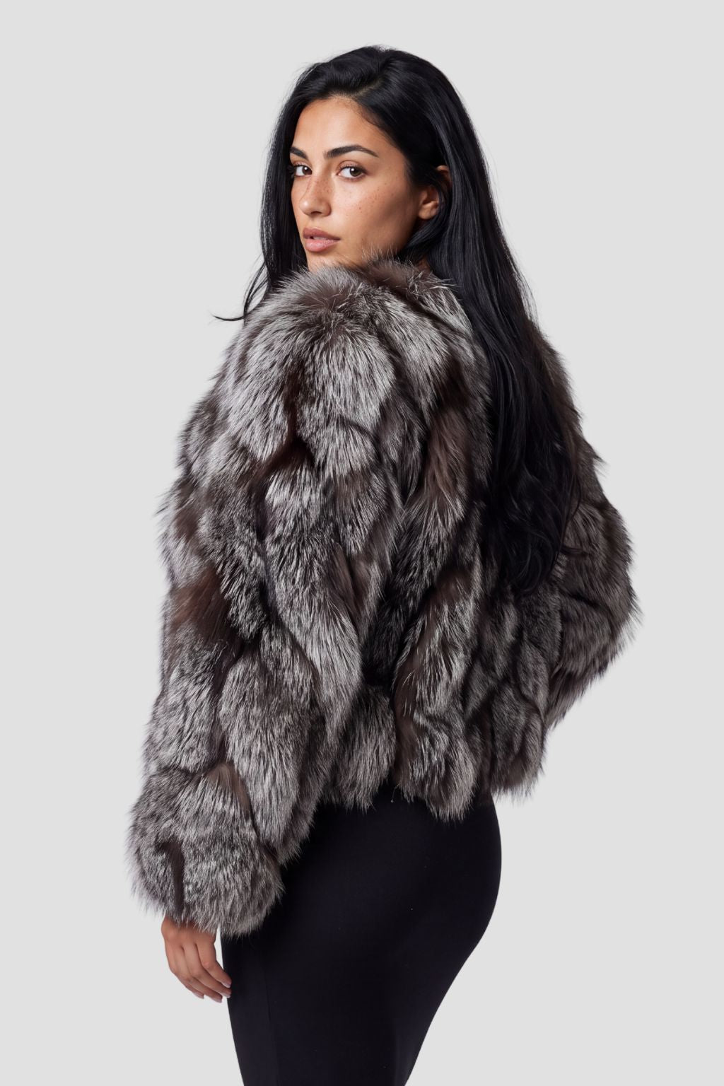Manteau fourrure femme renard gris Héritage fourrure