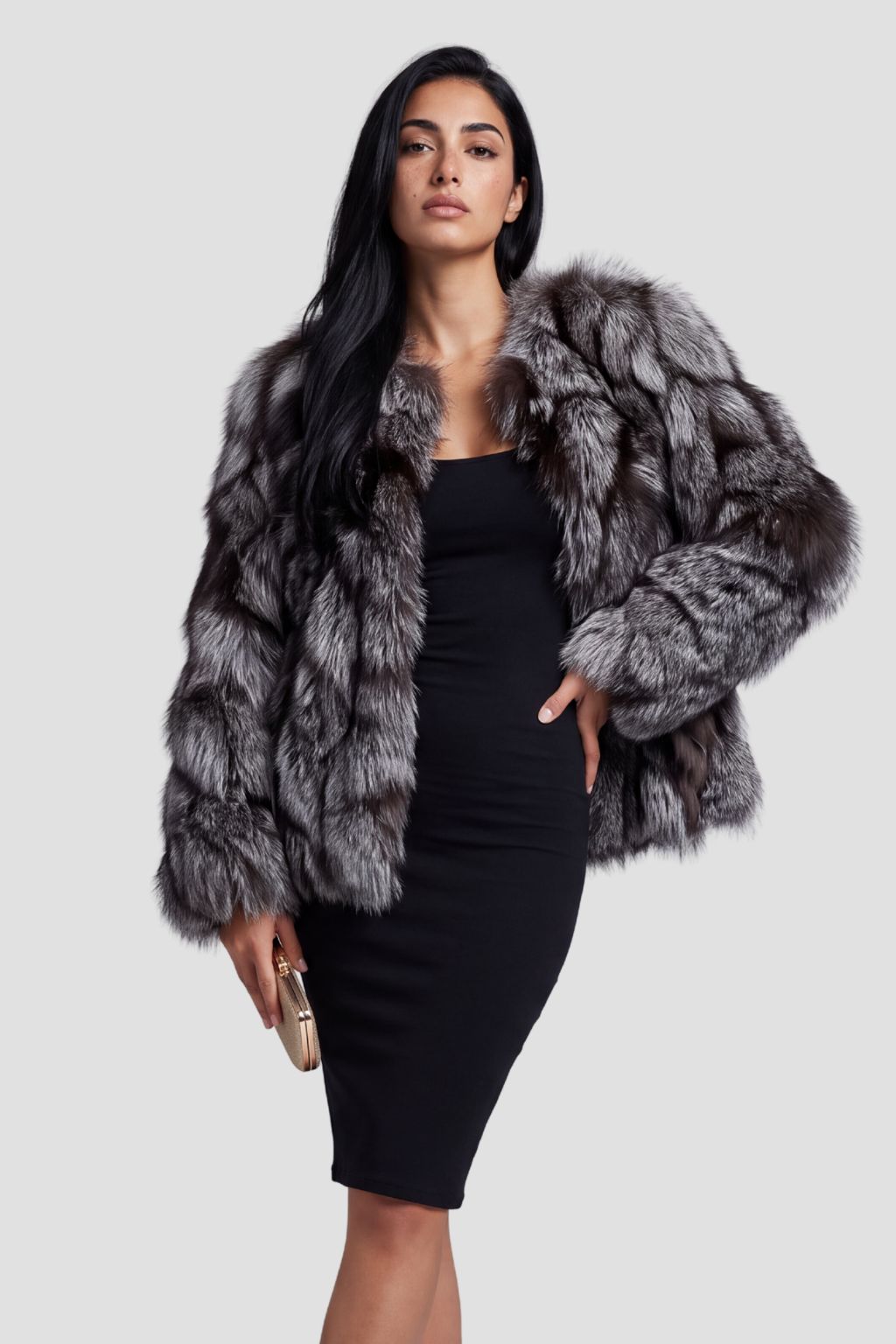 Manteau fourrure femme renard gris Héritage fourrure