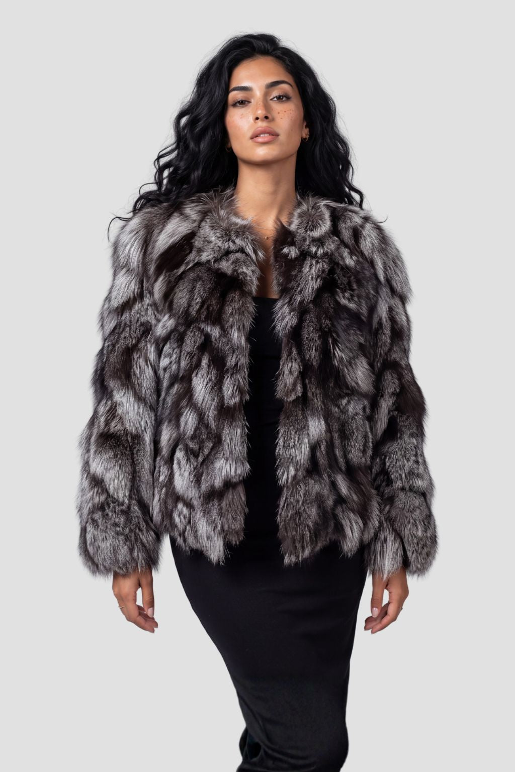 Manteau fourrure femme renard gris Héritage fourrure