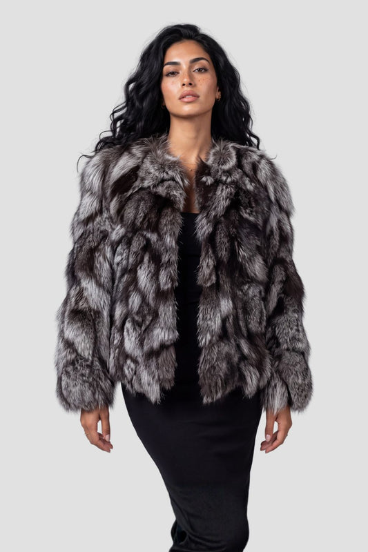 Manteau fourrure femme renard gris Héritage fourrure