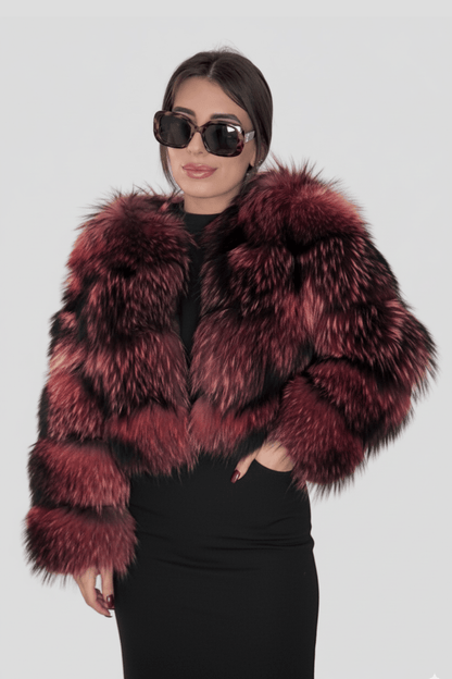 Manteau fourrure femme rouge Héritage fourrure