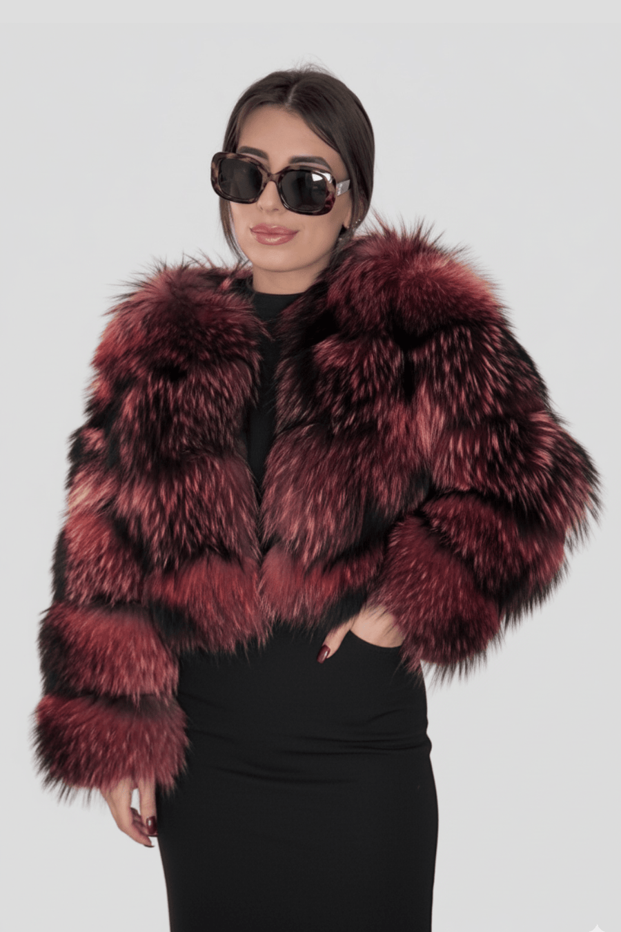 Manteau fourrure femme rouge Héritage fourrure