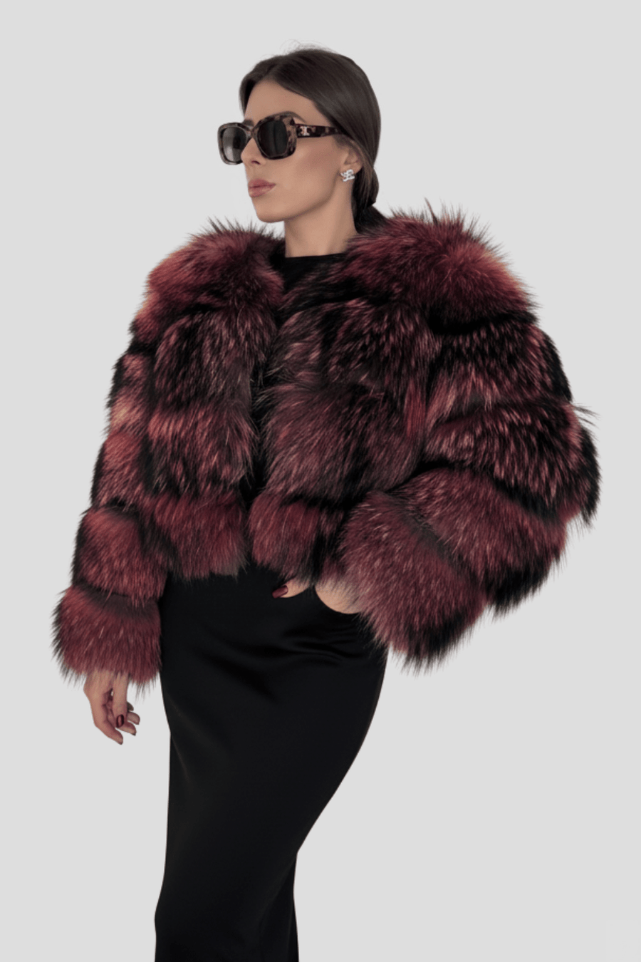 Manteau fourrure femme rouge Héritage fourrure