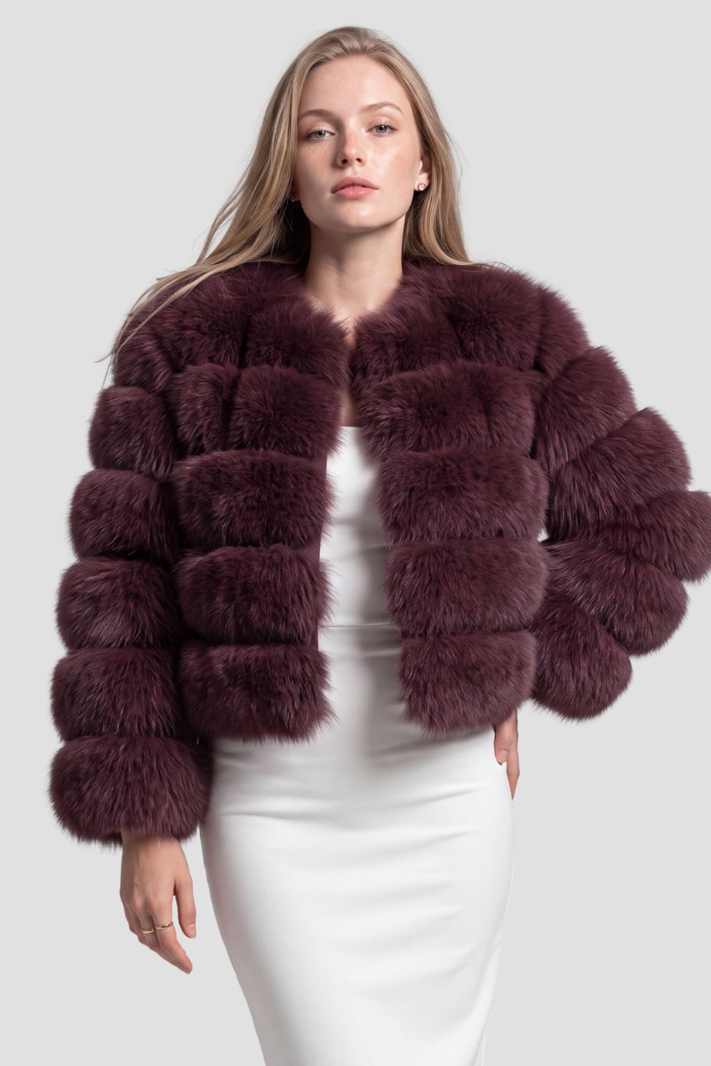 Manteau fourrure femme rouge Héritage fourrure