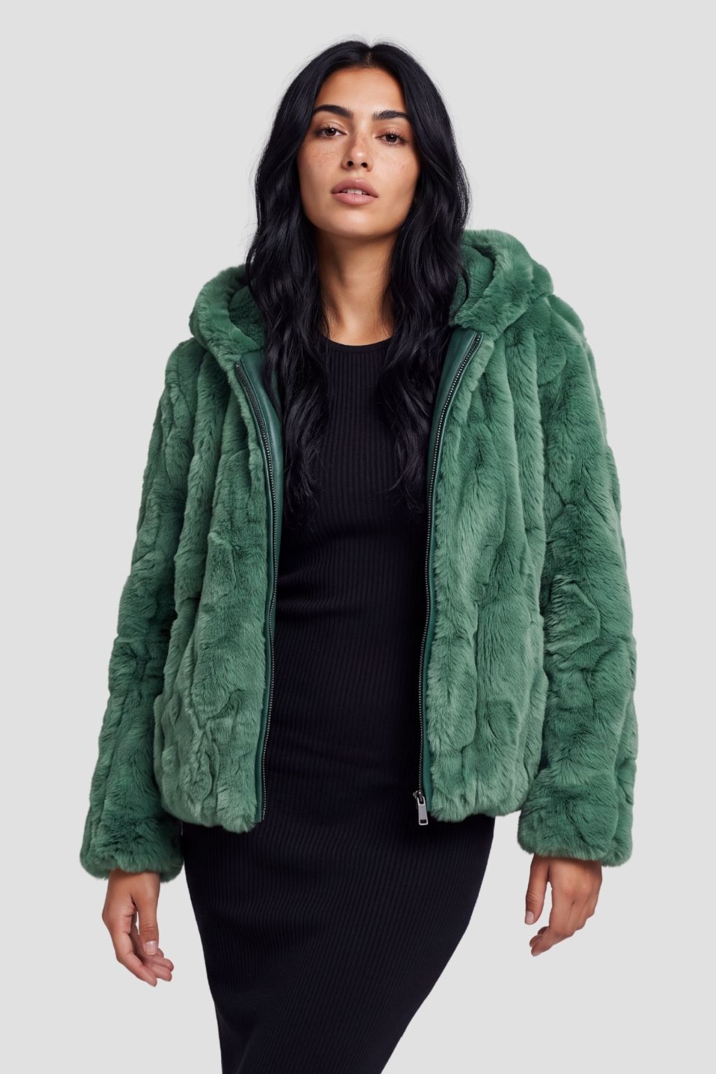 Manteau fourrure femme vert Héritage fourrure