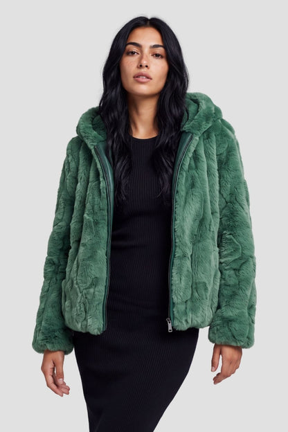 Manteau fourrure femme vert Héritage fourrure