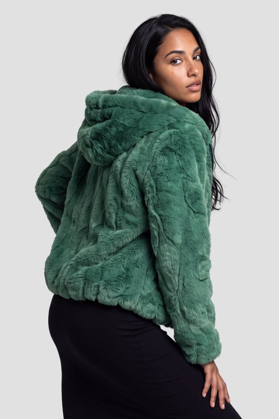 Manteau fourrure femme vert Héritage fourrure