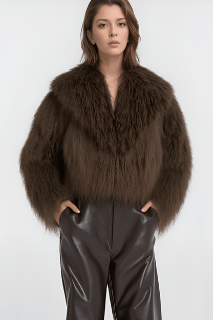 Manteau fourrure mouton brun Héritage fourrure