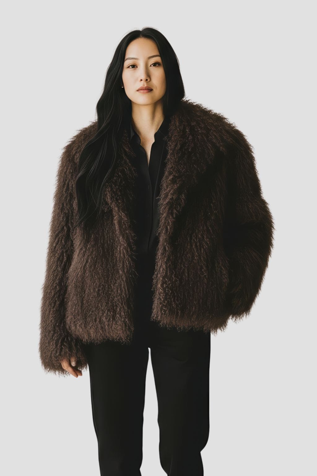 Manteau fourrure mouton brun Héritage fourrure