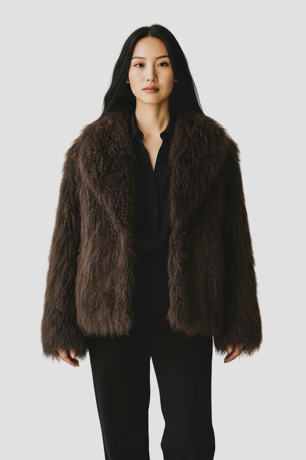 Manteau fourrure mouton brun Héritage fourrure