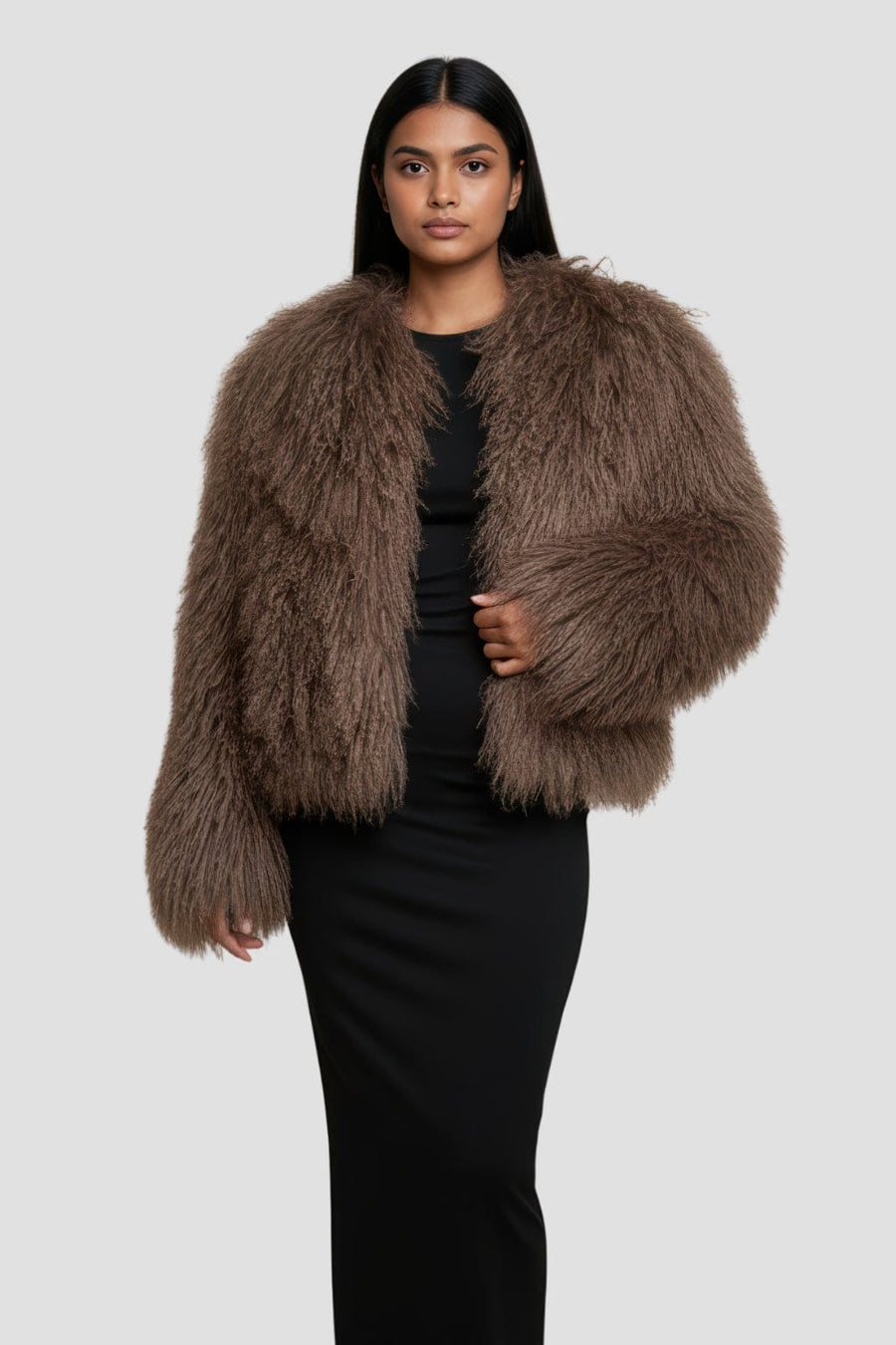 Manteau fourrure mouton brun Héritage fourrure